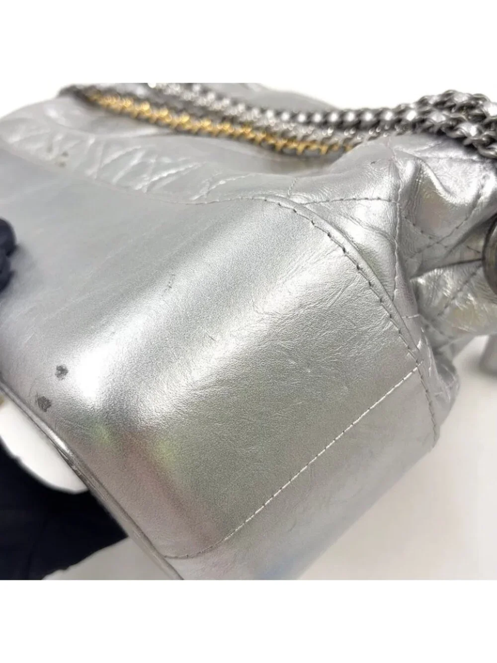 Chanel Gabrielle Calfskin Silver Chain Shoulder Bag Gold